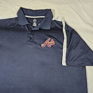 Atlanta Braves Men's Majestic Polo 2XLT Embroidered A Tomahawk Logo MLB Baseball